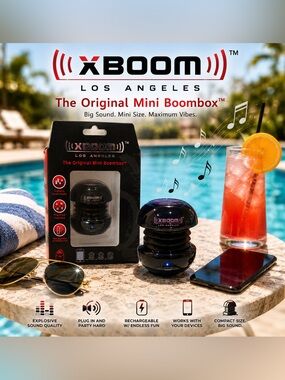 XBOOM Los Angeles Original Mini Boombox Blue tooth Speaker - Black | NIB